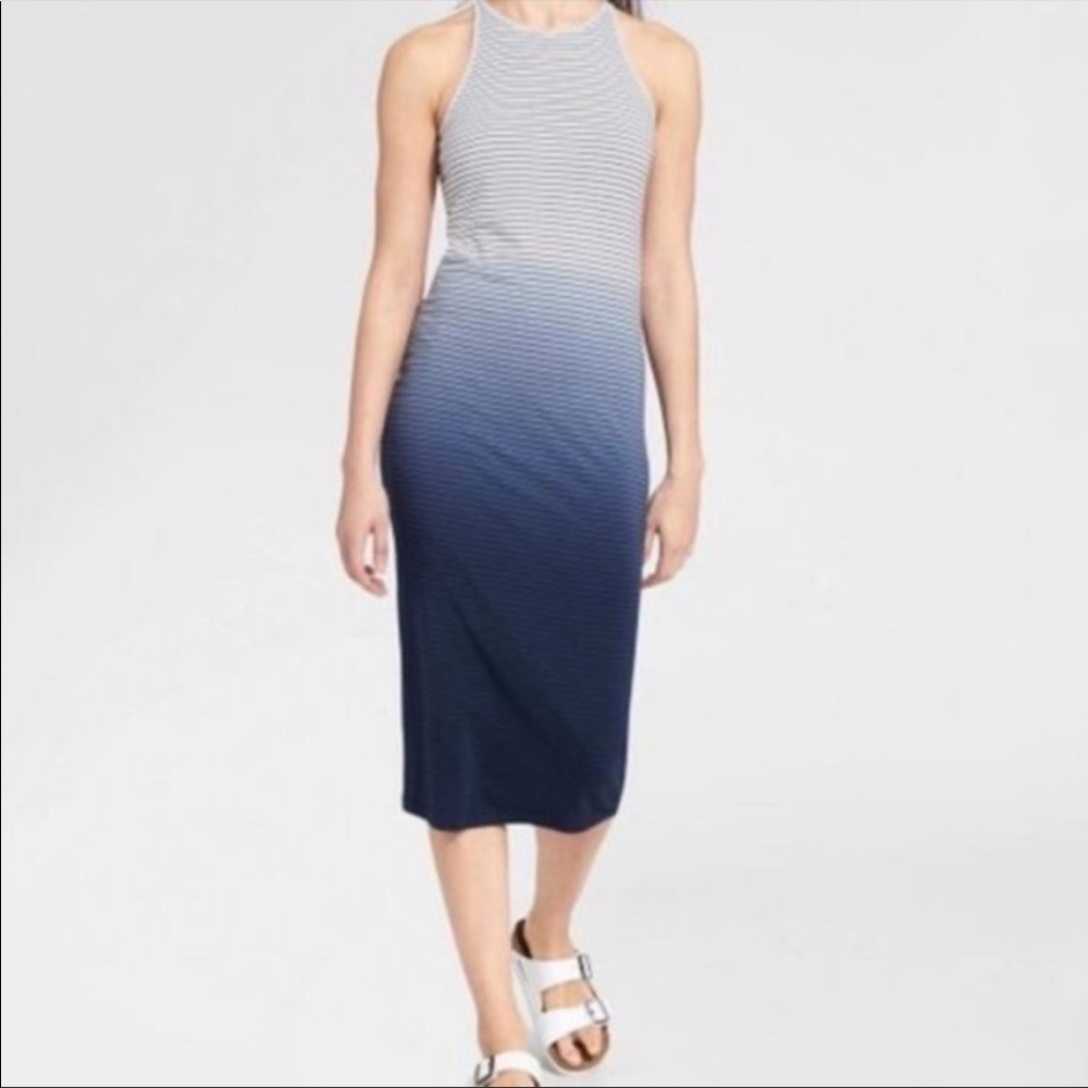 Athleta Sunkissed Striped Midi Dress Blue Ombre